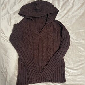 GAP Brown V-Neck Cable Knit Sweater